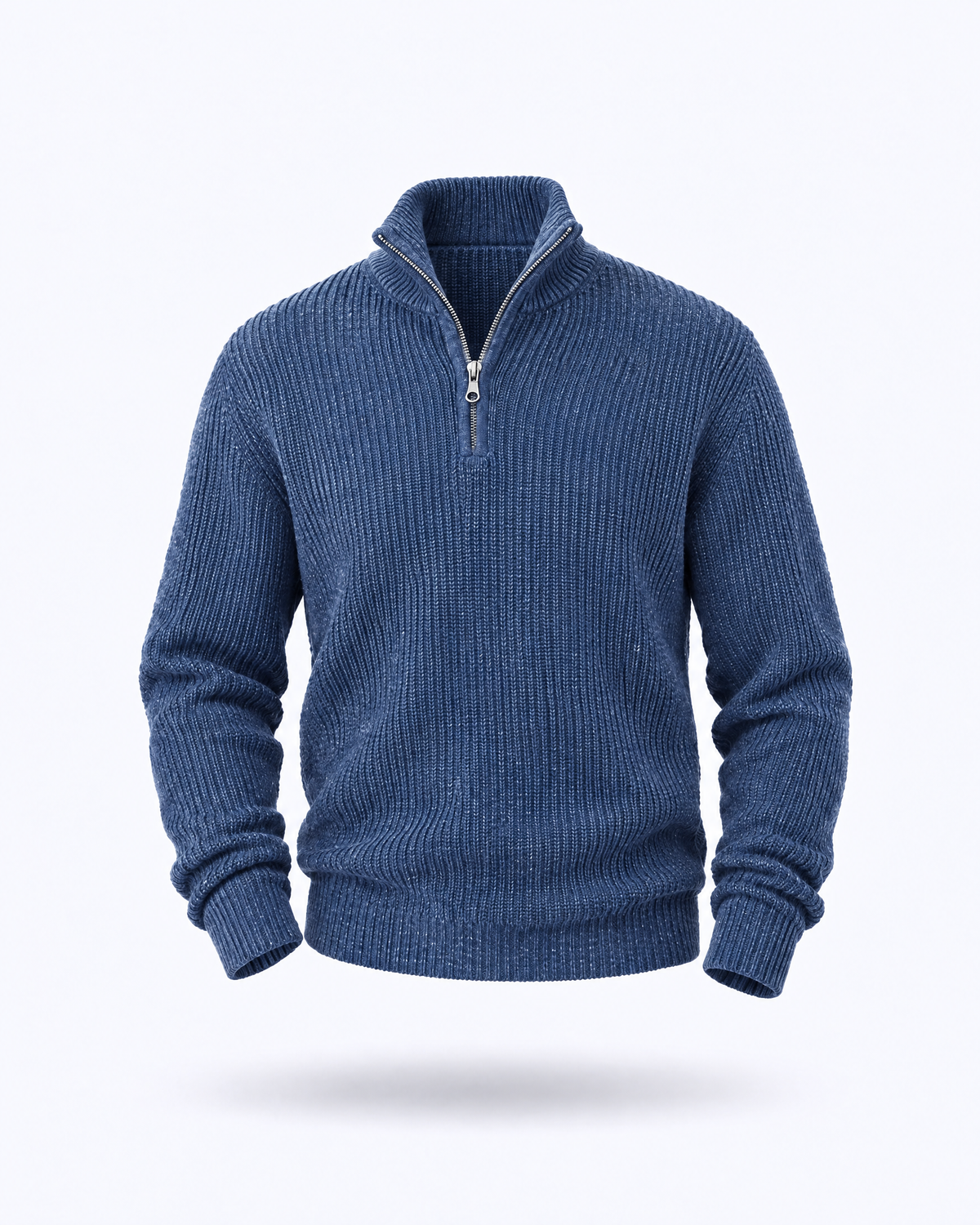 Merino quarter-zip jumper in blue