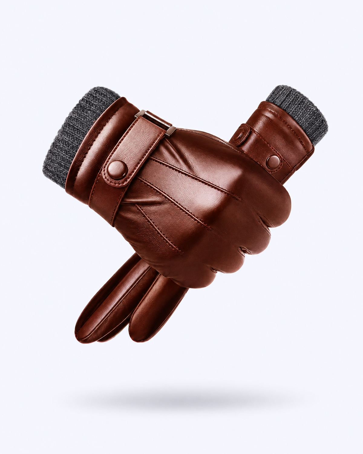 Lined leather gloves in brown