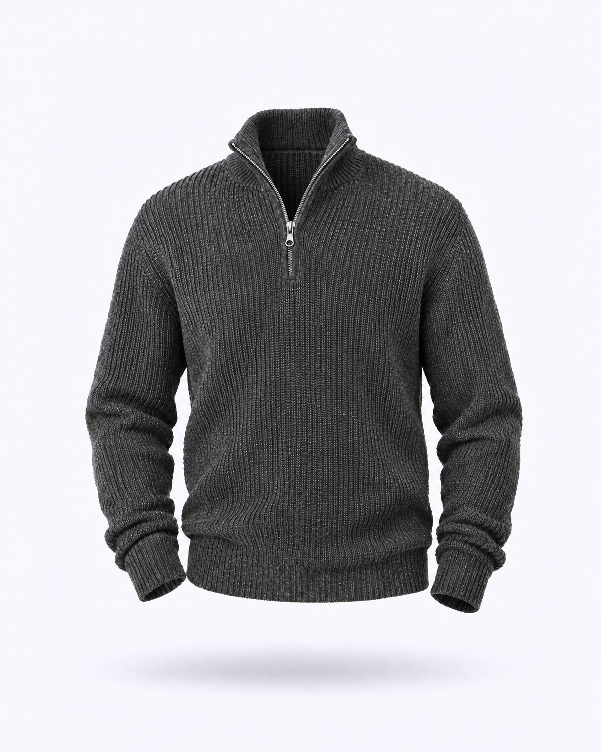Merino quarter-zip jumper in grey