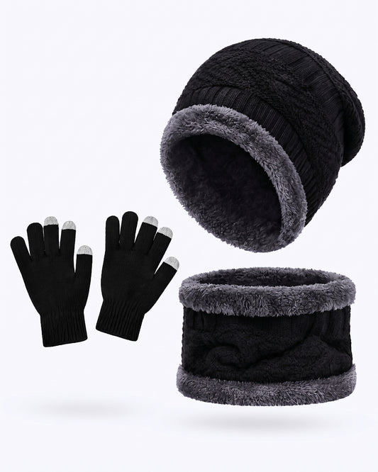 Winter Knit Set: Beanie, Neck Warmer & Gloves