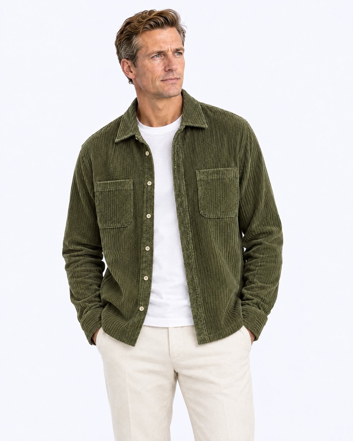 Corduroy Overshirt in olive
