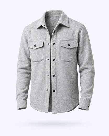 Brushed Wool-Blend Overshirt in light grey