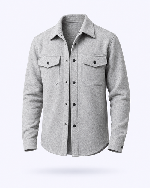 Brushed Wool-Blend Overshirt in light grey