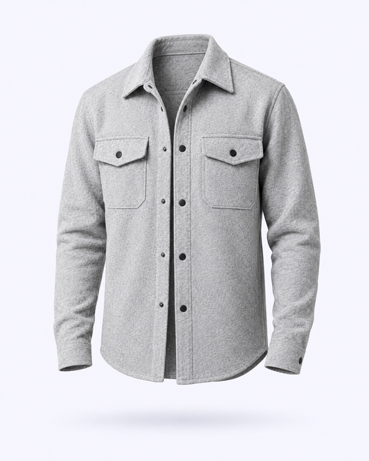 Brushed Wool-Blend Overshirt in light grey