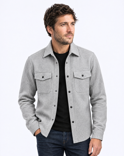 Brushed Wool-Blend Overshirt in light grey