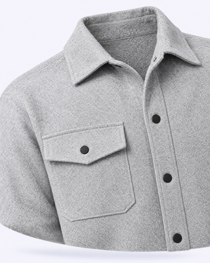 Brushed Wool-Blend Overshirt in light grey
