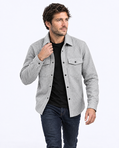 Brushed Wool-Blend Overshirt in light grey