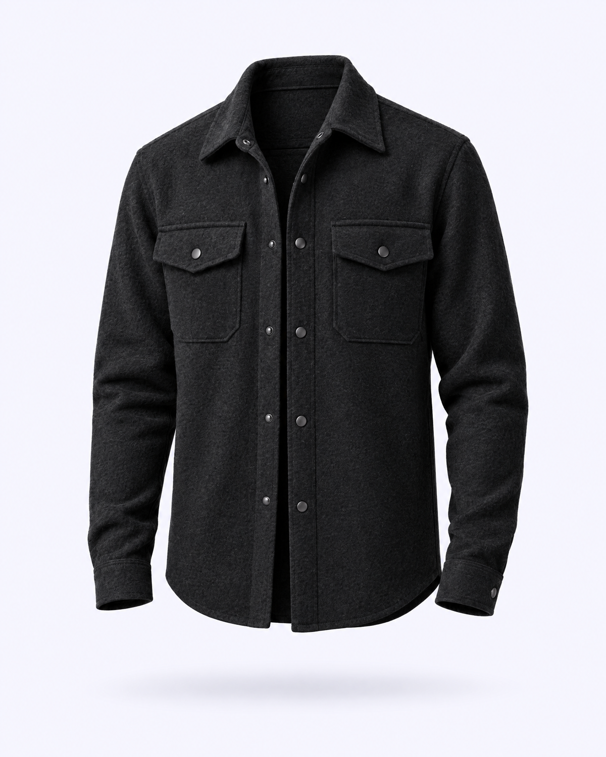 Brushed Wool-Blend Overshirt in black