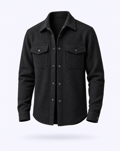 Brushed Wool-Blend Overshirt in black