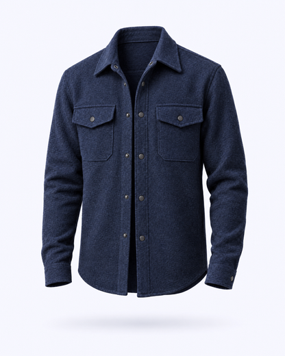 Brushed Wool-Blend Overshirt in navy